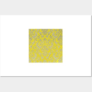 Yellow Paisley Pattern Posters and Art